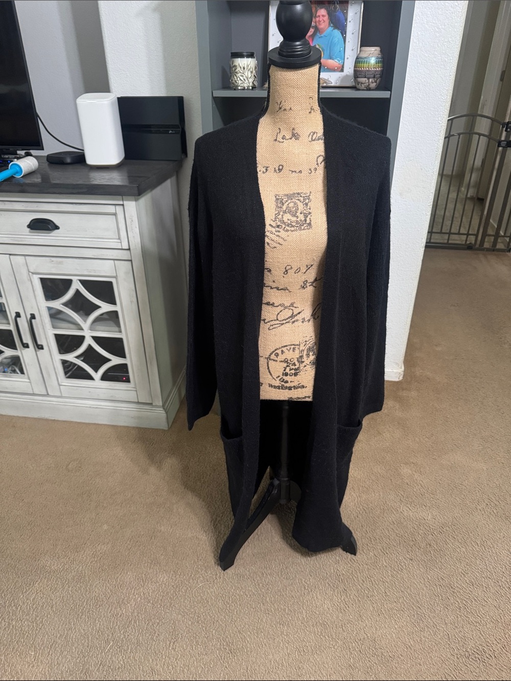 Express Black Open-Front Long Cardigan